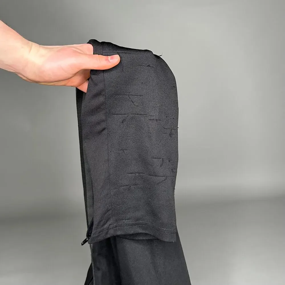 Adidas Sweatpants Black Polyester Joggers Grey 3 Stripes Ankle Zippers to Flare - Picture 5 of 5